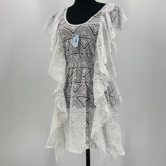 Crochet Swimsuit Cover Up Beach Dress White S/M - Picture 1 of 5